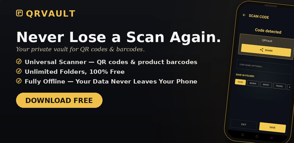 QRVault — never lose a scan: your private vault for QR codes and barcodes